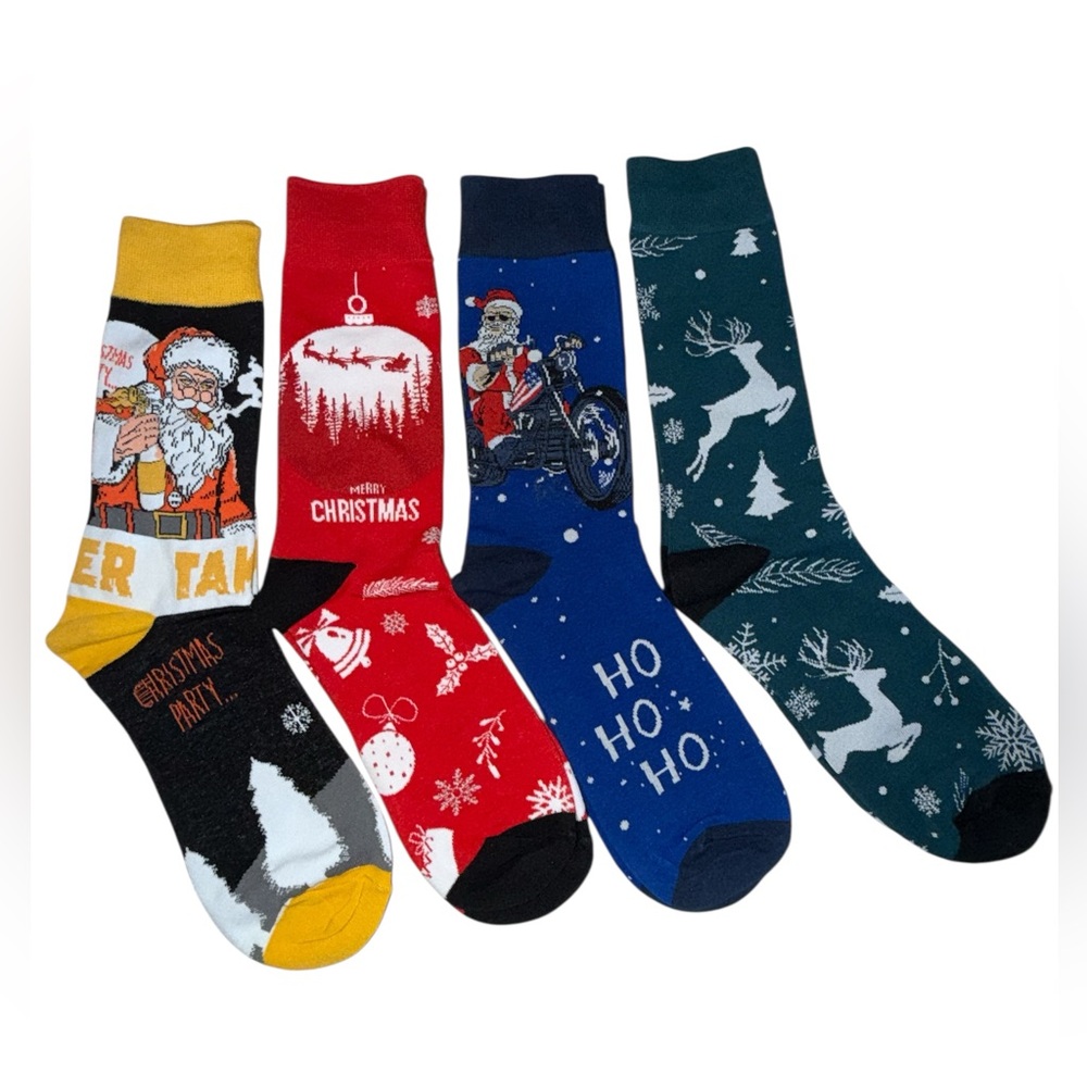 Festive Christmas Socks Set Of 4, Unisex Size 6.5-12, NWT